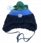 Mobile Preview: Jungen Wintermütze mit Kontrast - Streifen, Fleece, gefüttert in Farbe dark ink GOTS/organic,  k.b.A, k.b.T