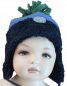 Mobile Preview: Jungen Wintermütze mit Kontrast - Streifen, Fleece, gefüttert in Farbe dark ink GOTS/organic,  k.b.A, k.b.T