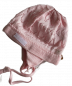 Mobile Preview: Baby Haube Mütze sehr fein Strick Taufe rosa weiß Größe 37-43