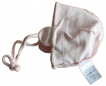 Bindemütze mit Umschlag rose Baumwolltrikot  Größe 35-51