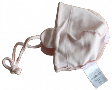Bindemütze mit Umschlag rose Baumwolltrikot  Größe 39 - 51