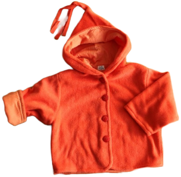 Fleecejacke mit Kapuze gefüttert, Handarbeit,  Größe 92 orange