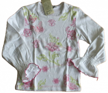 Langarmshirt butterfly weiß, rosa  Größe 122-128