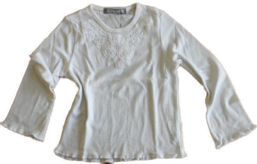 Longsleeve T-Shirt weiß mit Spitzen, Baumwolle