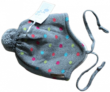 Baby Binde Strickmütze purepure BW/Wolle/Seide Farbe grau Größe 43-49
