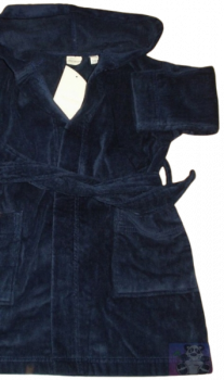 Bademantel, Velour, Marine,  Größe 92