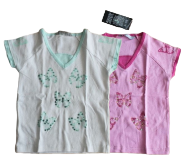 T-Shirt butterfly weiß/grün oder rosa/pink
