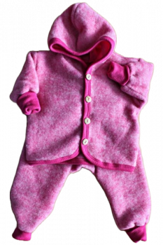 Jäckchen mit Kapuze Wollfleece kbT,  Fb.rosa melange
