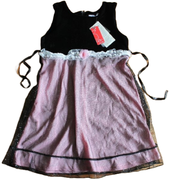 Kleid Samt Jersey Tüll Glitter Schwarz/ Rosa  Größe 116-128