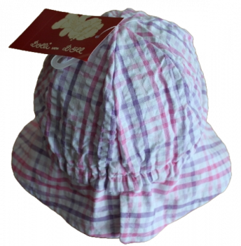 Sommerhut kariert lilarosa cotton Größe 45/47