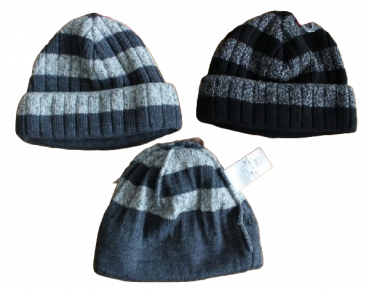 Beanie Strickmütze Wolle/PA schwarz/grau windstopp Größe 51, 53