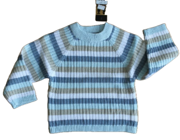 Ripp-Pullover  blau/weiß/sand Größe 92, 104
