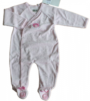 Strampler teddybear rosè Velour Baumwolle Größe 62, 68   	Strampler teddybear rosè Velour Baumwolle Größe 62, 68