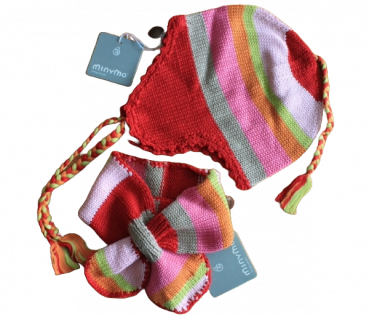 Inkamütze Strickmütze bunt Baumwolle Größe 50/55