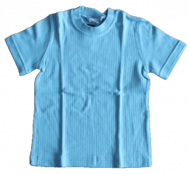 T-Shirt gerippt Baumwolle eisblau/weiß Größe 104-128  KIDS-UP