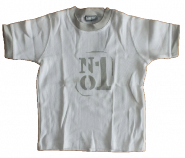 T-Shirt No.1 gerippt weiß/grau Größe 92-128