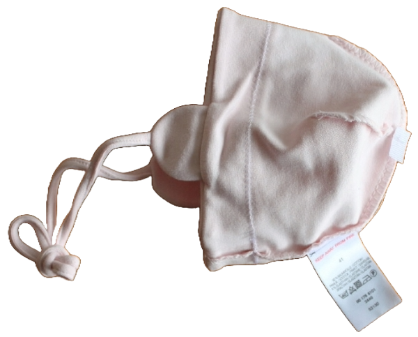 Bindemütze mit Umschlag rose Baumwolltrikot  Größe 39 - 51