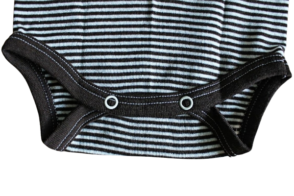 Body Merinowolle/Seide, geringelt 1/1Arm Größe 50-104 pflaume oder braun