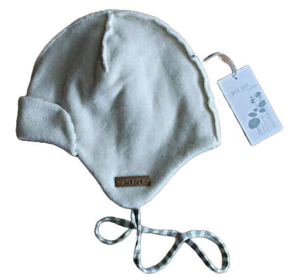 Pure Pure baby hat soft cotton fleece striped jersey lining