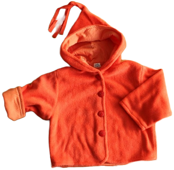 Fleecejacke mit Kapuze gefüttert, Handarbeit,  Größe 92 orange