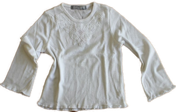Longsleeve T-Shirt weiß mit Spitzen, Baumwolle