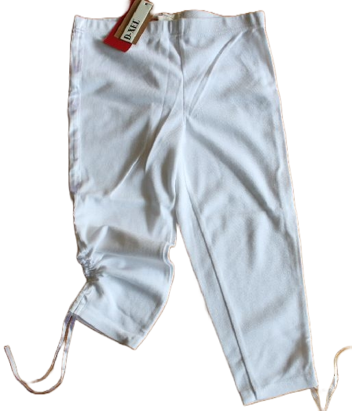 Leggins weiß Raffbänder Baumwolle Elasthan D-XEL