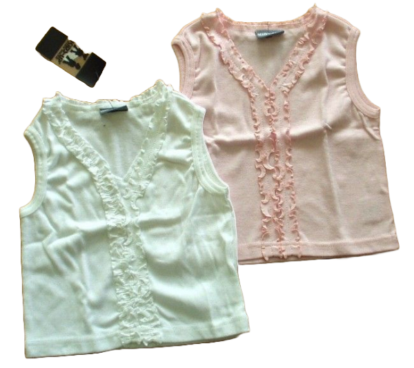 T-Shirt / Top mit Rüschen, Weiß, Rosa Größe 98, 100% Cotton