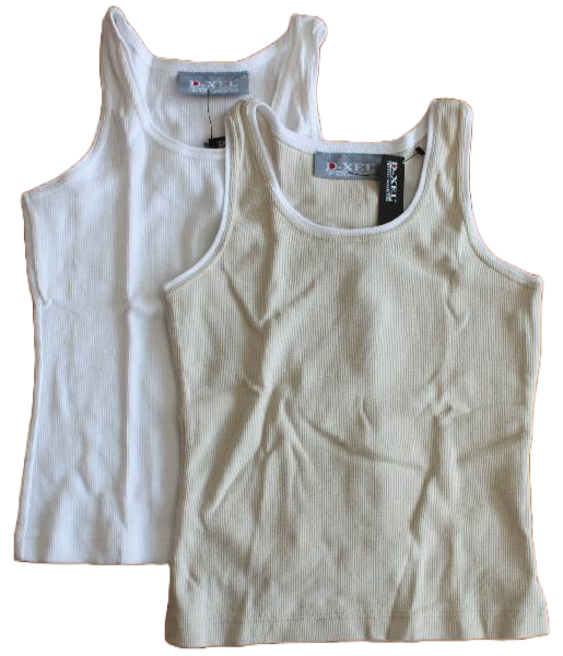 Tanktop beige, weiß ripp 97% Baumwolle D-XEL