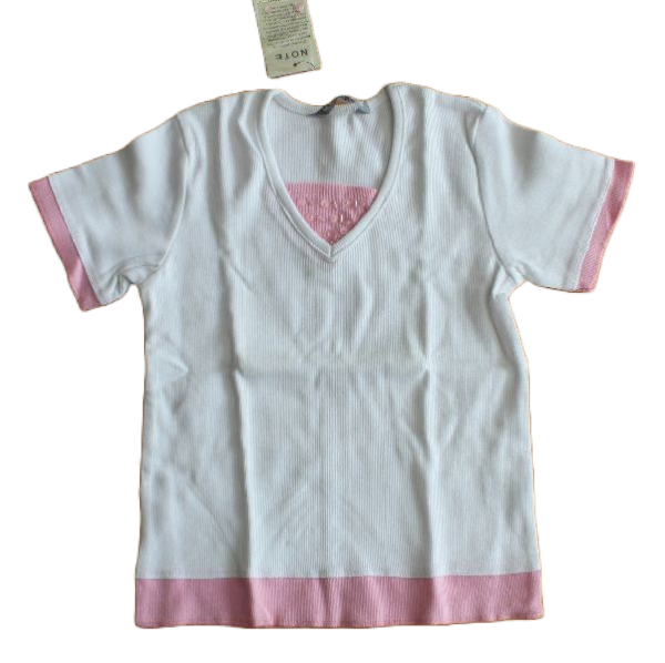 T-Shirt Ripp weiß/rosa