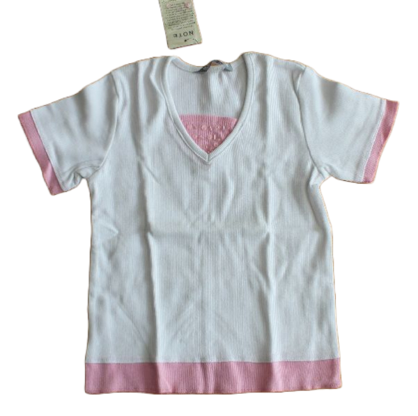 T-Shirt Ripp weiß/rosa T-Shirt Ripp weiß/rosa