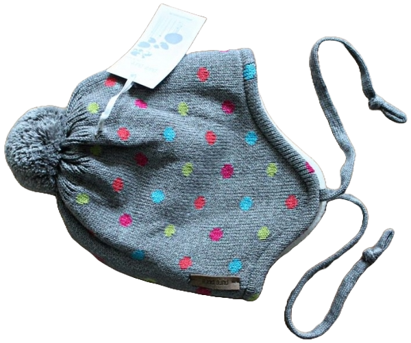 Baby Binde Strickmütze purepure BW/Wolle/Seide Farbe grau Größe 43-49