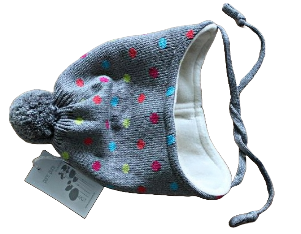 Baby Binde Strickmütze purepure BW/Wolle/Seide Farbe grau Größe 43-49