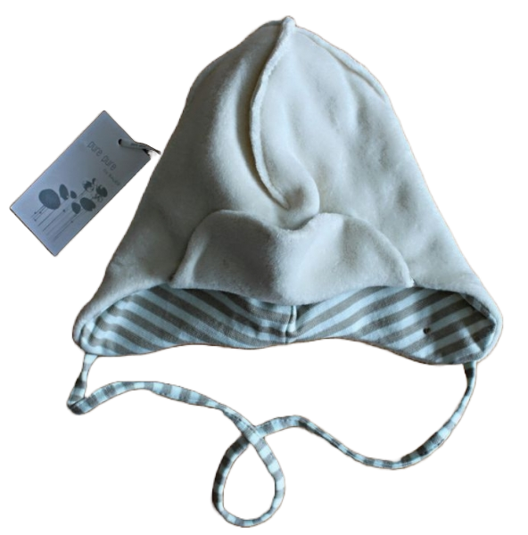 Pure Pure baby hat soft cotton fleece striped jersey lining