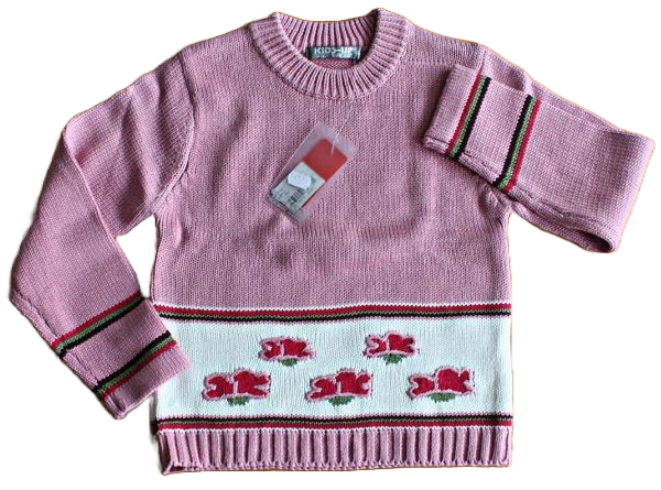 Pullover  weiß/rosa  cotton