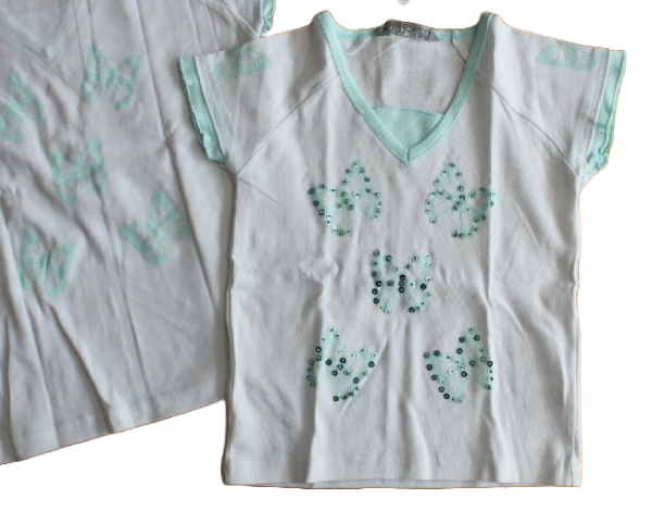 T-Shirt butterfly weiß/grün