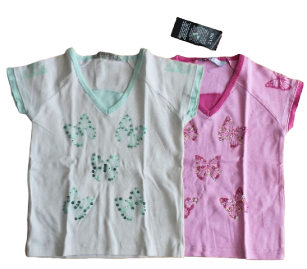 T-Shirt butterfly weiß/grün oder rosa/pink