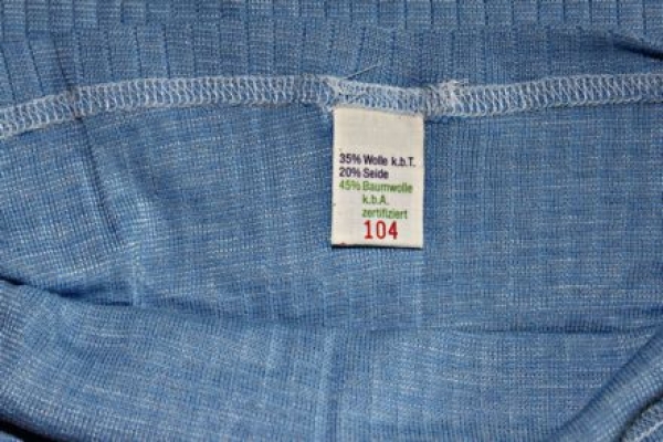 Kinder Hemd Seide/Wolle-Baumwolle 1/4 Arm  meliert, Größe 104-116