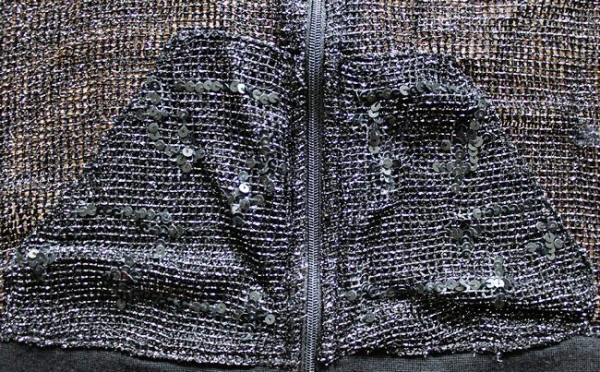 fishnet Kapuzenjacke  schwarz/silber mit Lurex Gr. 140-164