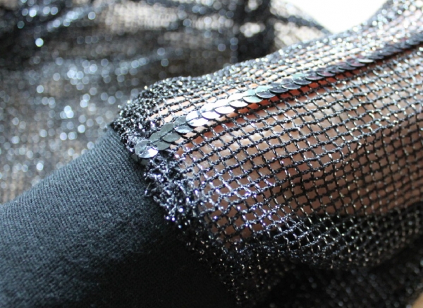 fishnet Kapuzenjacke  schwarz/silber mit Lurex Gr. 140-164