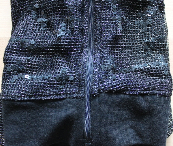 fishnet Kapuzenjacke  schwarz/silber mit Lurex Gr. 140-164