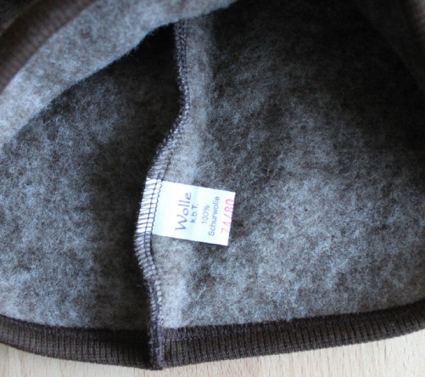 Jäckchen mit Kapuze Wollfleece kbT Fb. braun melange Jäckchen mit Kapuze Wollfleece kbT Fb. braun melange