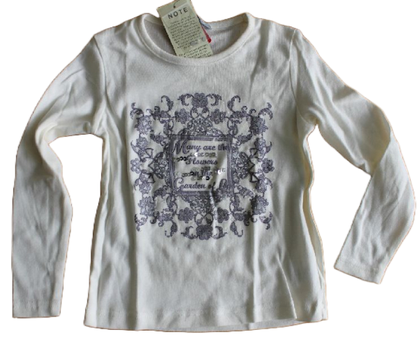 Langarmshirt weiß "garden of love"  Größe 104-128