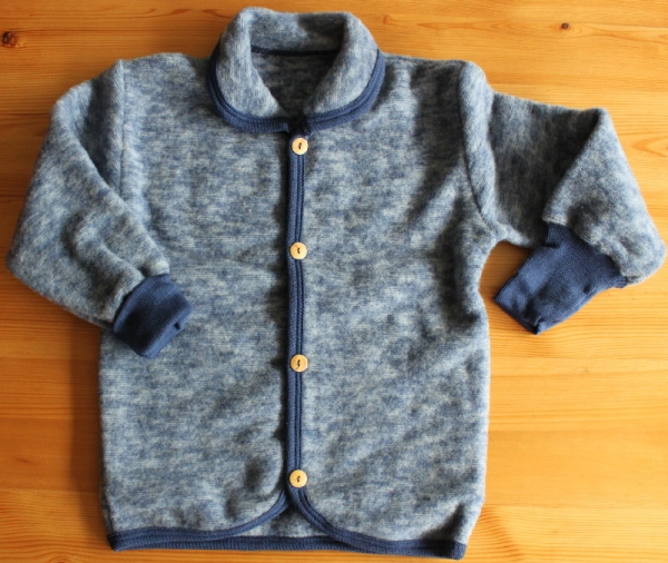 Jäckchen mit Kragen Wollfleece kbT, Fb. marine melange Jäckchen mit Kragen Wollfleece kbT, Fb. marine melange
