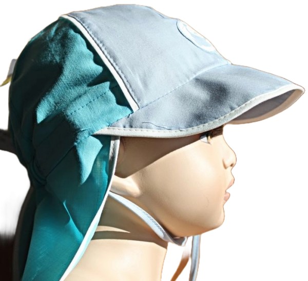 Hut mit Nackenschutz pure grau/blau 100% kbA cotton