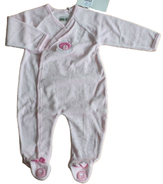 Strampler teddybear rosè Velour Baumwolle Größe 62, 68   	Strampler teddybear rosè Velour Baumwolle Größe 62, 68