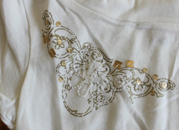 T-Shirt Perlenstickerei Weiß Größe 128-164