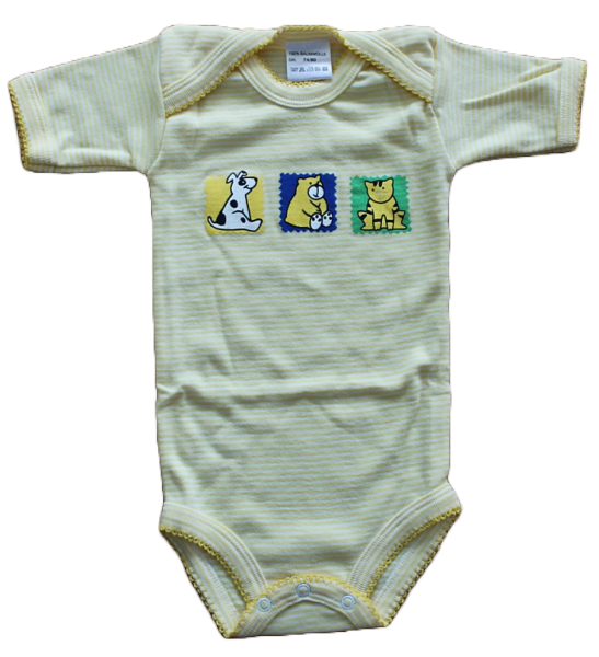 Baby Body geringelt gelb/weiß 1/4 Arm Größe 74/80, 86  100% Baumwolle