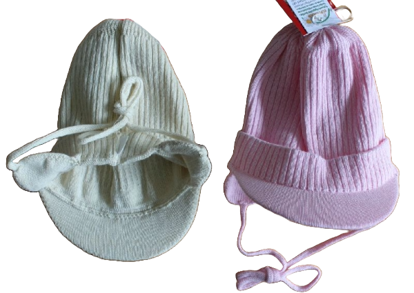 Beanie Bindemütze mit Schirm Strick 100% cotton  2 Farben