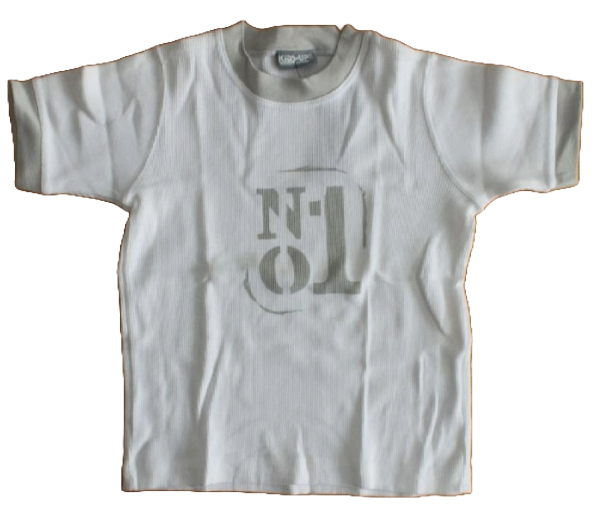 T-Shirt No.1 gerippt weiß/grau Größe 92-128