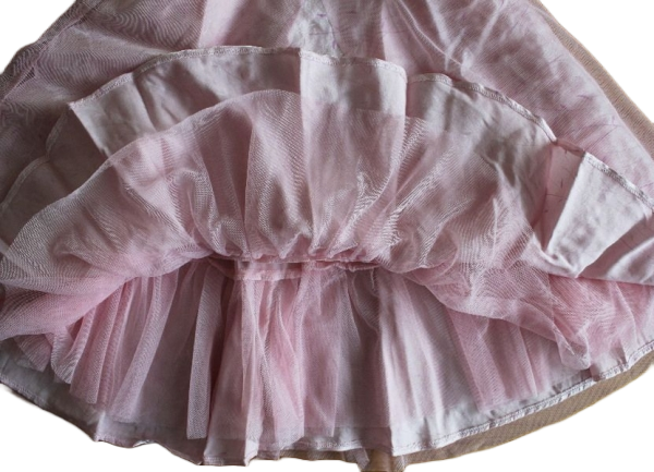 langes Kleid rosa Chiffon/Taft